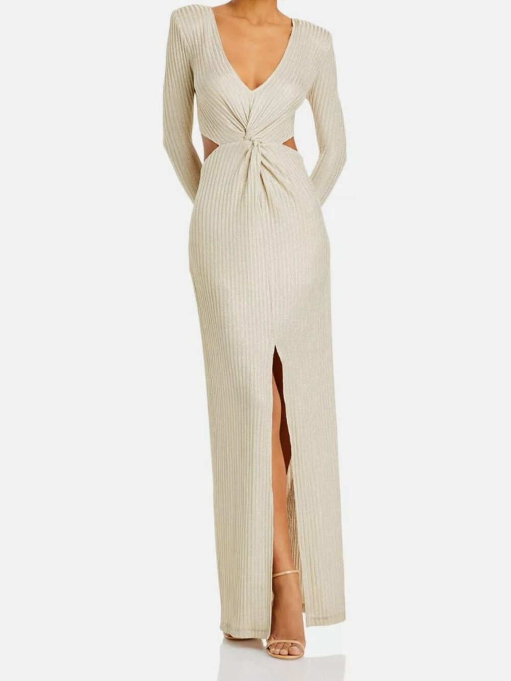 Ramy Brook Women's Beige Sierra Twist Detail Cut Out Dress Size 8